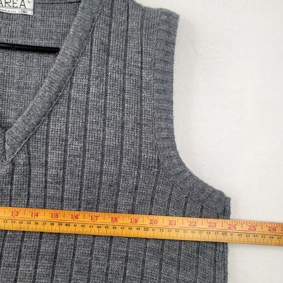 Area Vintage Mens Sweater Vest Large Ribbed Knit Sleeveless Classic Design USA - Picture 5 of 6